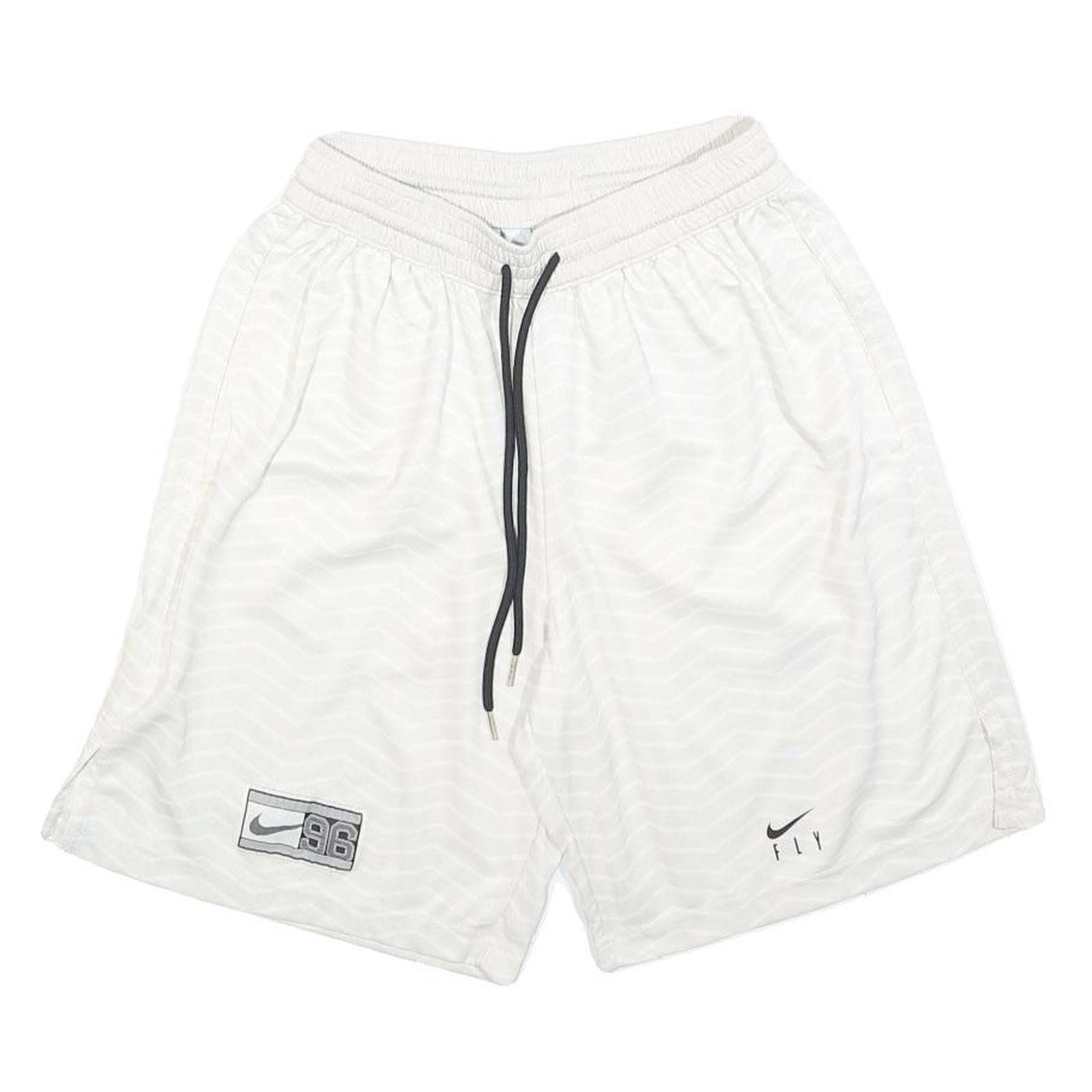 NIKE Mens White Casual Sports Shorts XS W25 Fly 96 Logo Drawstring