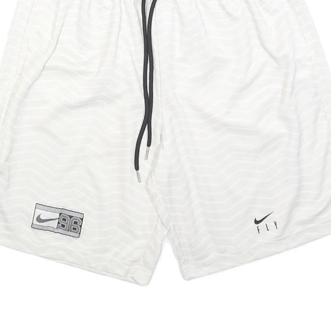 NIKE Mens White Casual Sports Shorts XS W25 Fly 96 Logo Drawstring