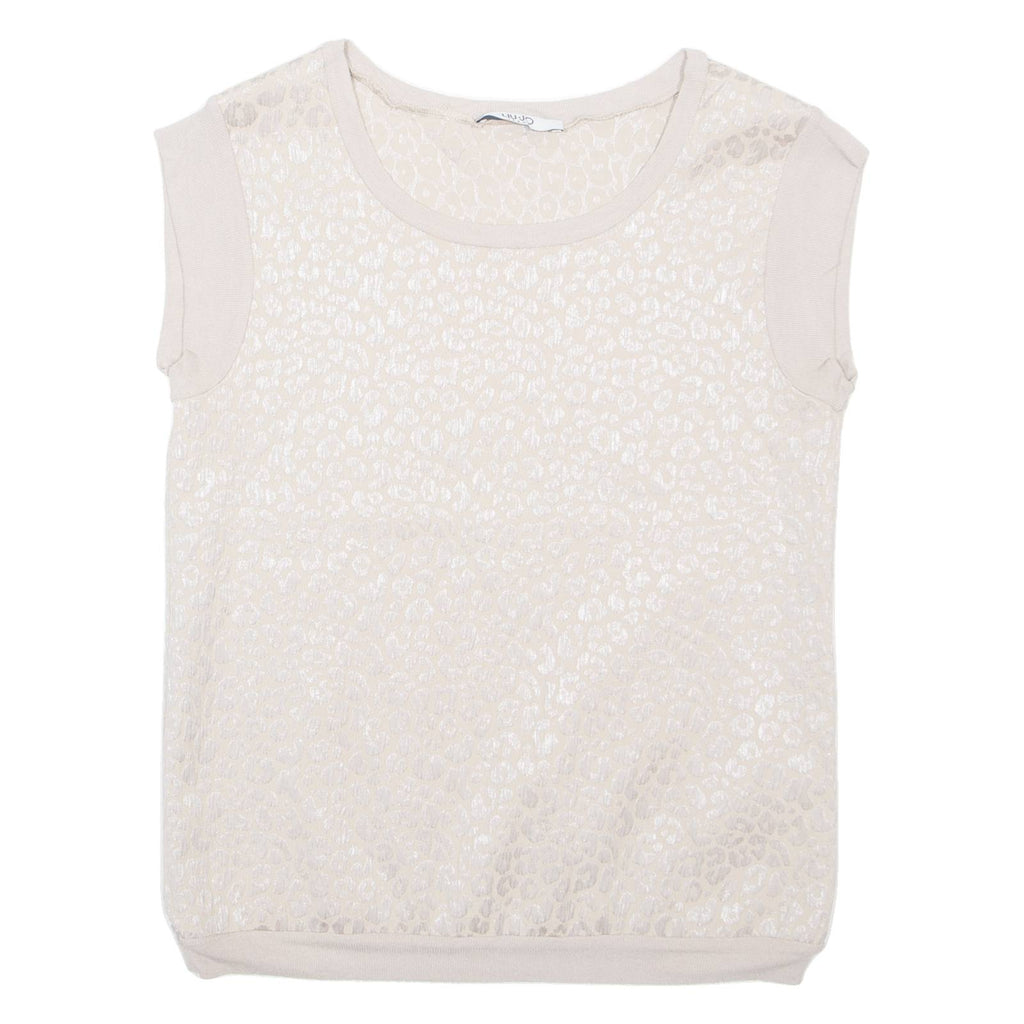 LIU JO Cheetah Womens Printed Vest Beige Sleeveless Animal Print M
