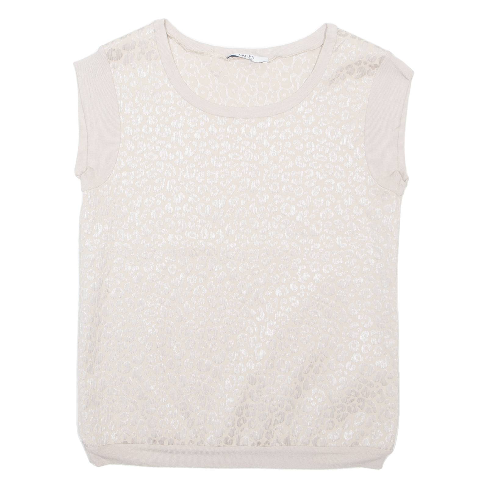 LIU JO Cheetah Womens Printed Vest Beige Sleeveless Animal Print M