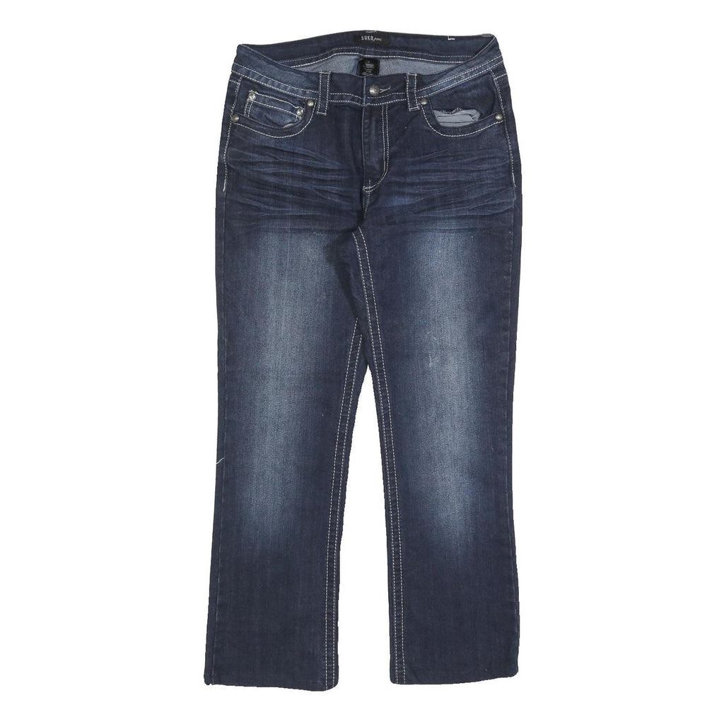 SOKU Womens Jeans Blue Regular Straight Denim Medium W30 L28 Embroidered Back