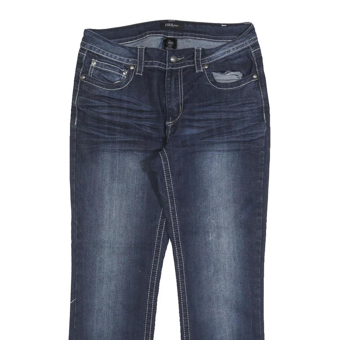 SOKU Womens Jeans Blue Regular Straight Denim Medium W30 L28 Embroidered Back