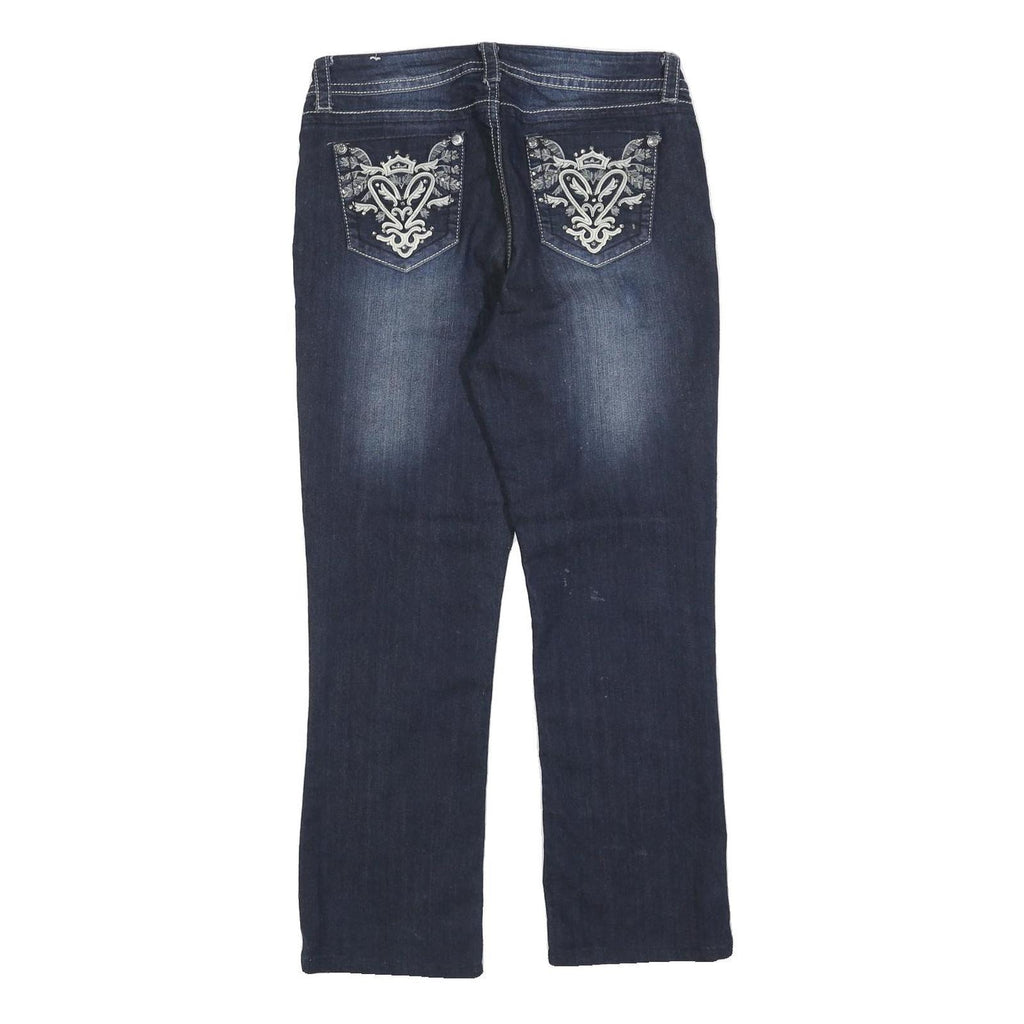 SOKU Womens Jeans Blue Regular Straight Denim Medium W30 L28 Embroidered Back