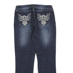 SOKU Womens Jeans Blue Regular Straight Denim Medium W30 L28 Embroidered Back