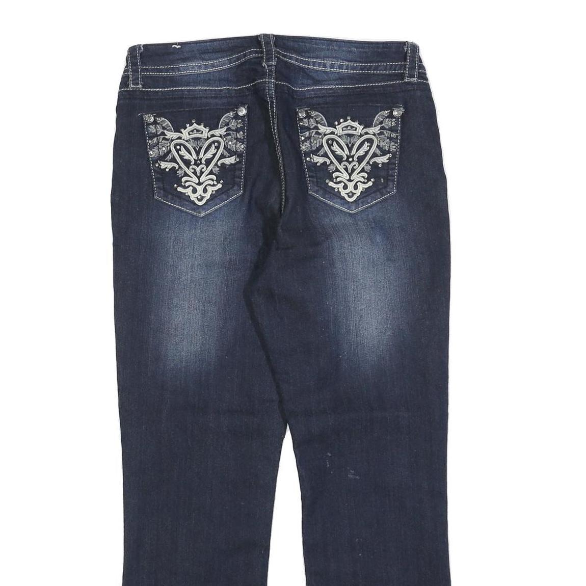 SOKU Womens Jeans Blue Regular Straight Denim Medium W30 L28 Embroidered Back