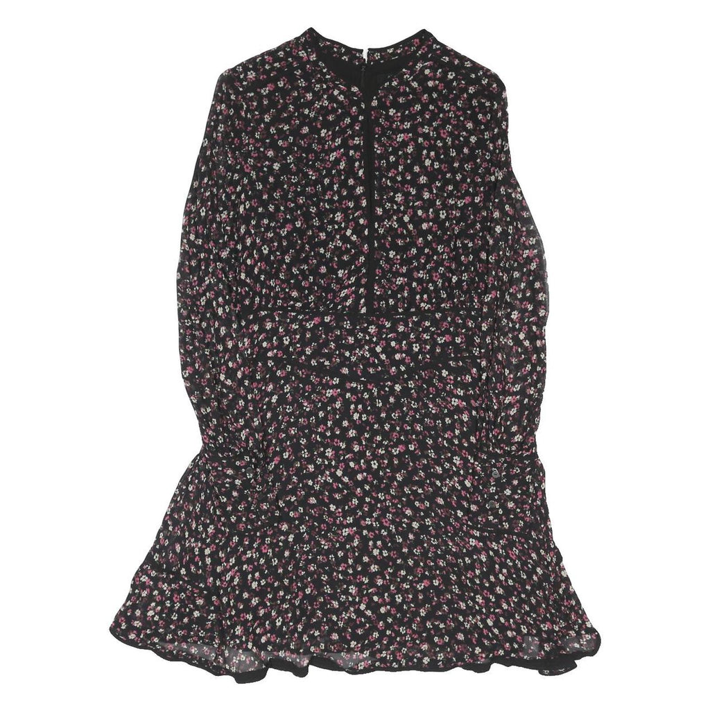 ALLSAINTS Womens Black Floral Day Dress Viscose Long Sleeve Short S