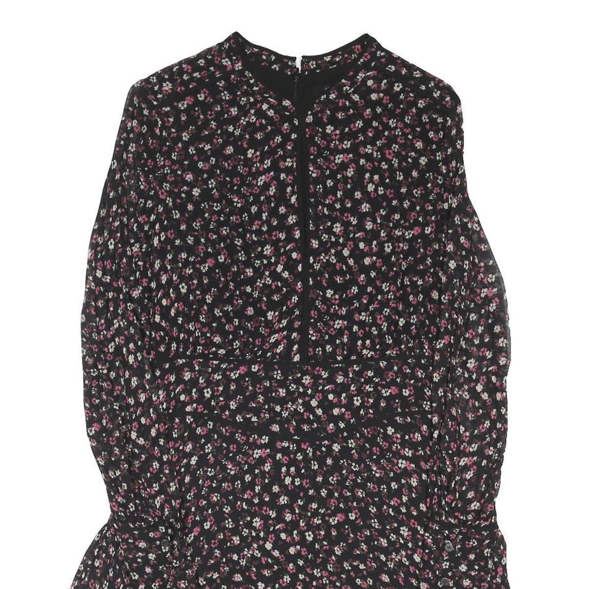 ALLSAINTS Womens Black Floral Day Dress Viscose Long Sleeve Short S