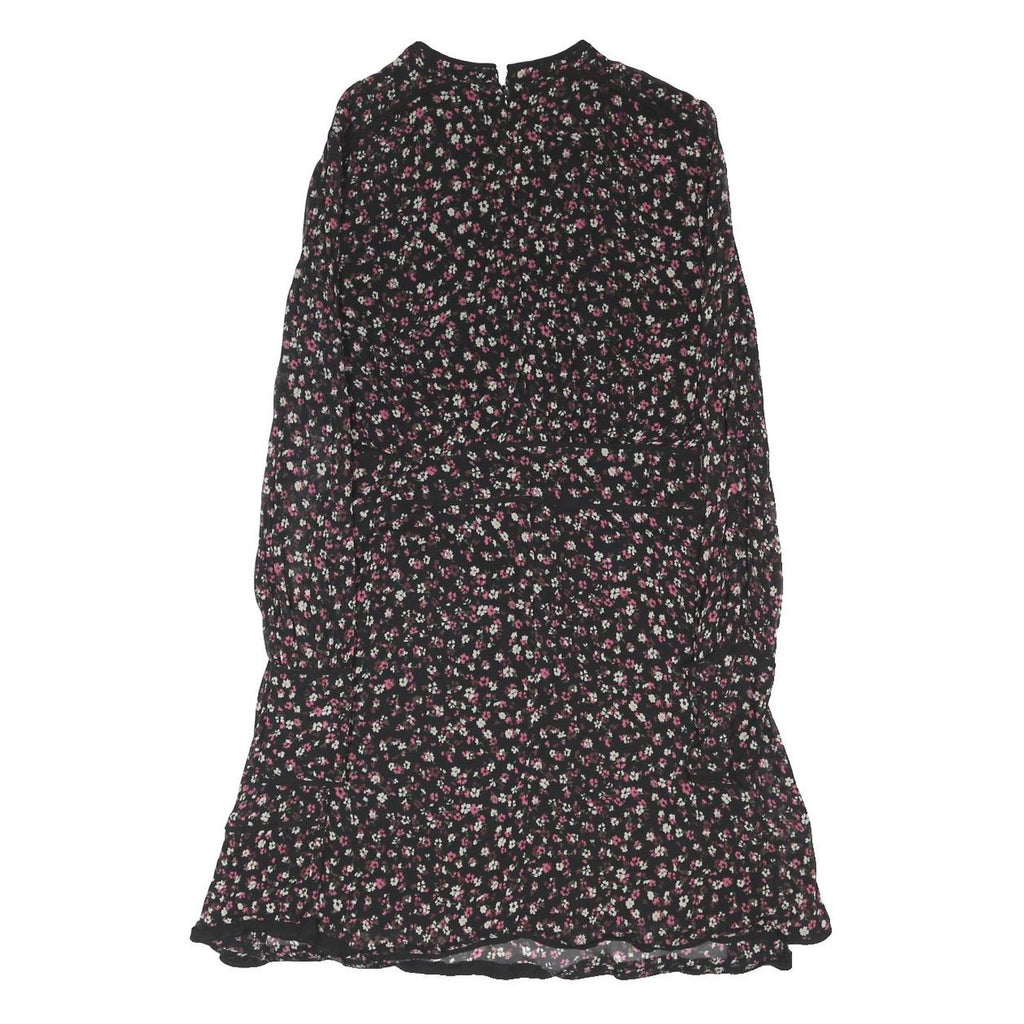 ALLSAINTS Womens Black Floral Day Dress Viscose Long Sleeve Short S