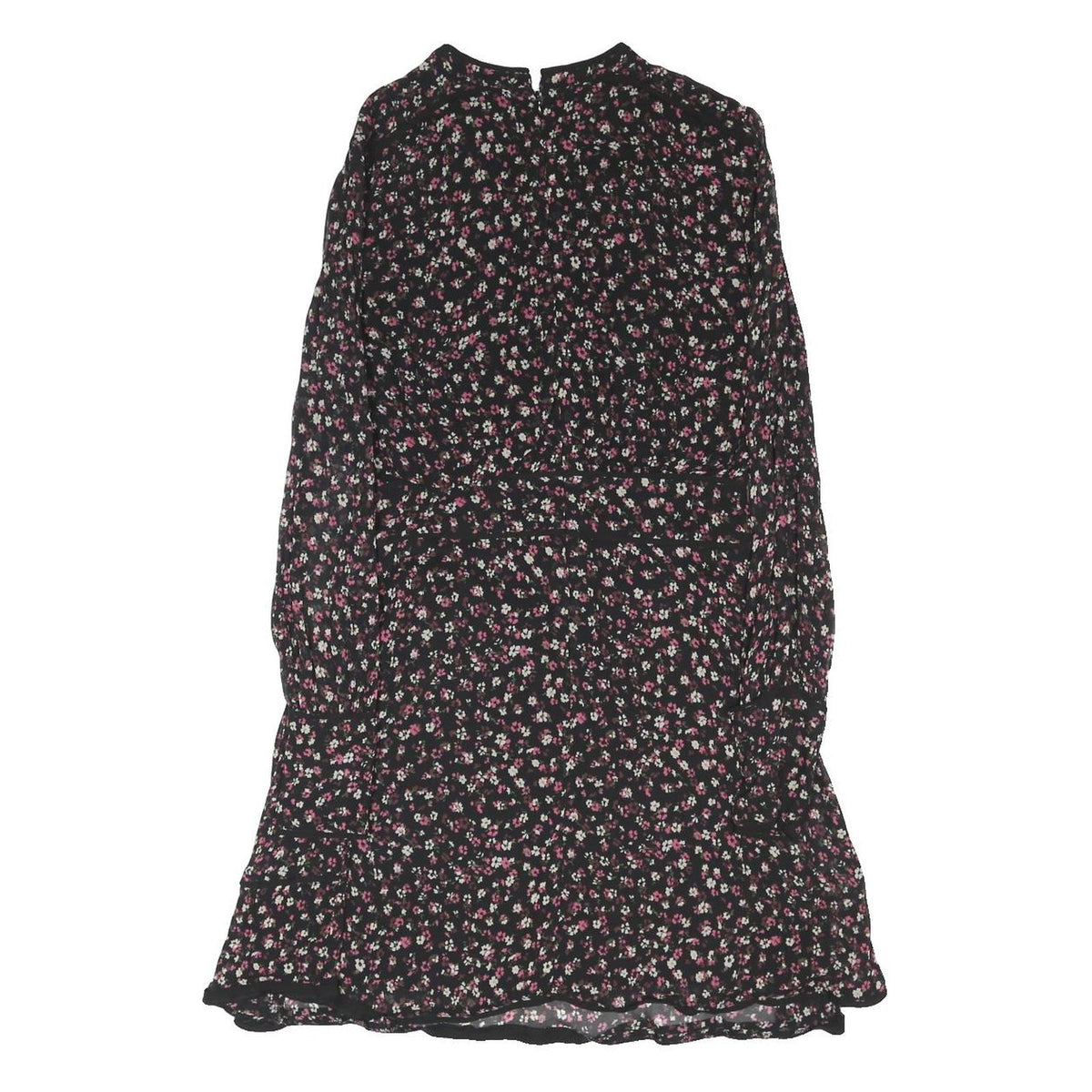ALLSAINTS Womens Black Floral Day Dress Viscose Long Sleeve Short S