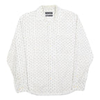 MARC O'POLO Mens White & Grey Patterned Shirt M Cotton Blend Long Sleeve Casual