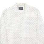 MARC O'POLO Mens White & Grey Patterned Shirt M Cotton Blend Long Sleeve Casual