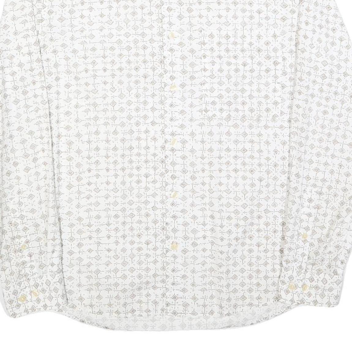 MARC O'POLO Mens White & Grey Patterned Shirt M Cotton Blend Long Sleeve Casual