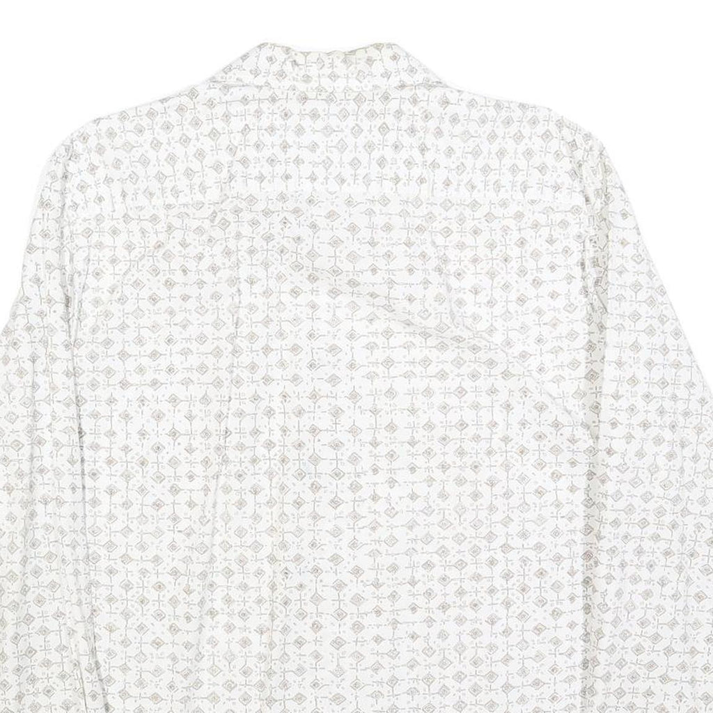 MARC O'POLO Mens White & Grey Patterned Shirt M Cotton Blend Long Sleeve Casual
