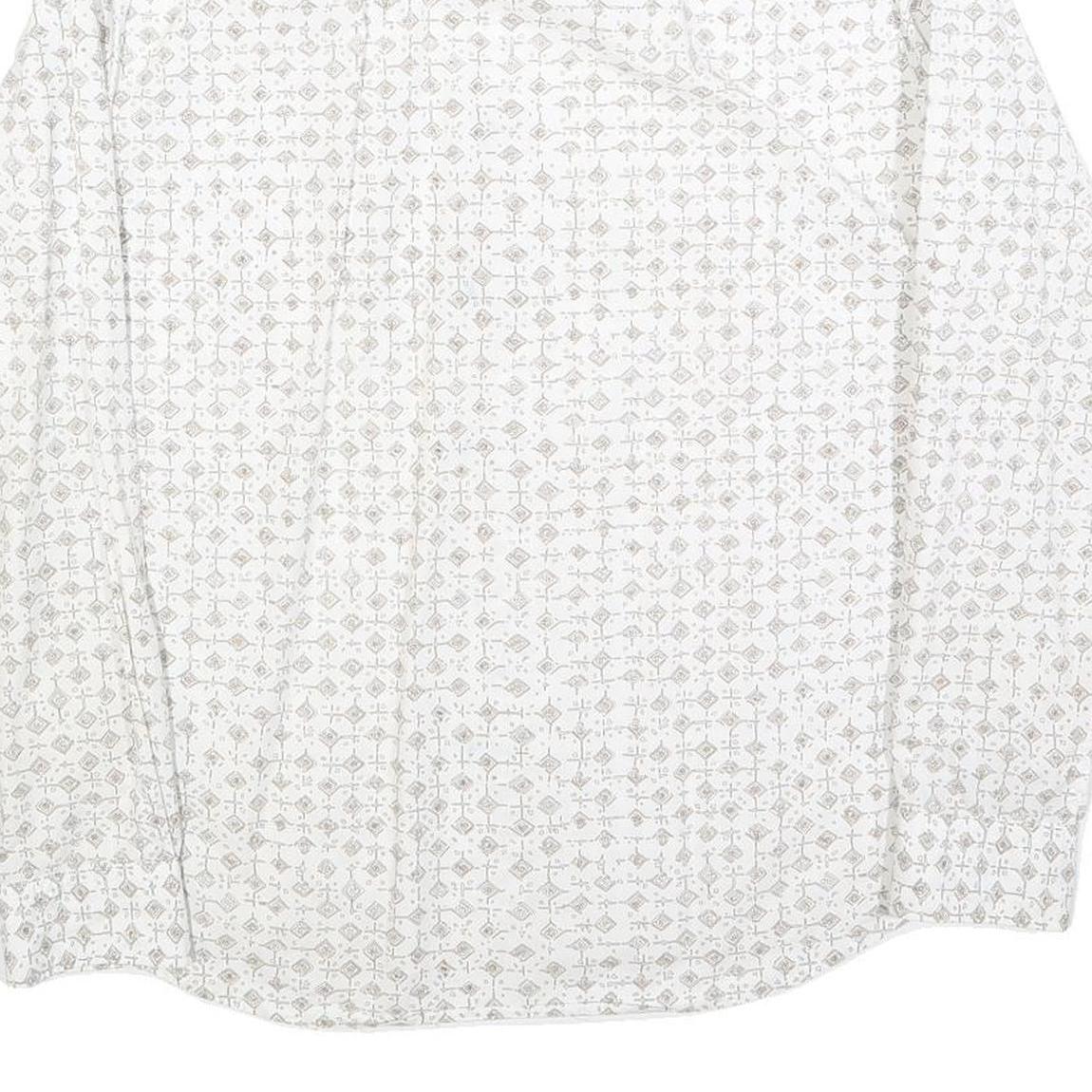 MARC O'POLO Mens White & Grey Patterned Shirt M Cotton Blend Long Sleeve Casual