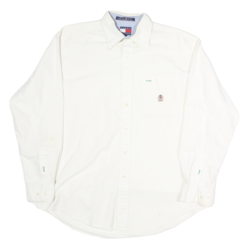 TOMMY HILFIGER Mens White Shirt S Button-Down Long Sleeve Classic Cotton