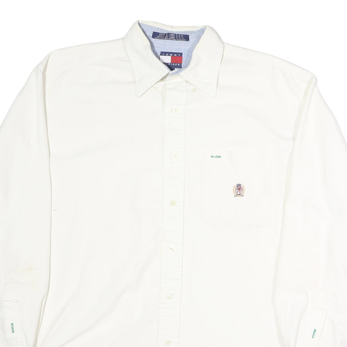 TOMMY HILFIGER Mens White Shirt S Button-Down Long Sleeve Classic Cotton