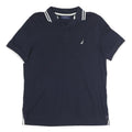 NAUTICA Mens Navy Blue Short Sleeve Plain L Cotton Polo Shirt Casual
