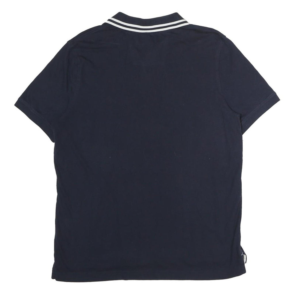 NAUTICA Mens Navy Blue Short Sleeve Plain L Cotton Polo Shirt Casual