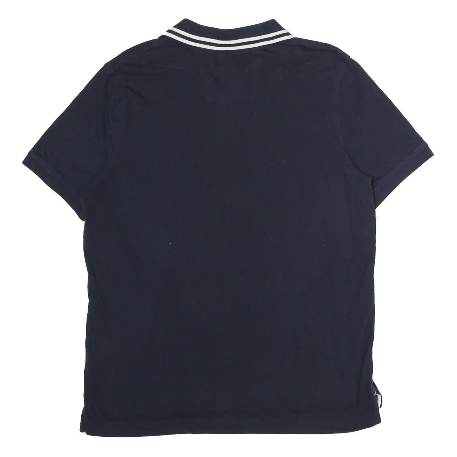 NAUTICA Mens Navy Blue Short Sleeve Plain L Cotton Polo Shirt Casual