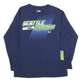 NFL Mens Blue Seattle Seahawks Long Sleeve Crew Neck Graphic T-Shirt L