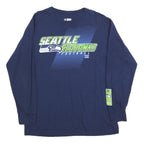 NFL Mens Blue Seattle Seahawks Long Sleeve Crew Neck Graphic T-Shirt L