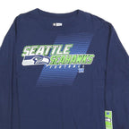 NFL Mens Blue Seattle Seahawks Long Sleeve Crew Neck Graphic T-Shirt L