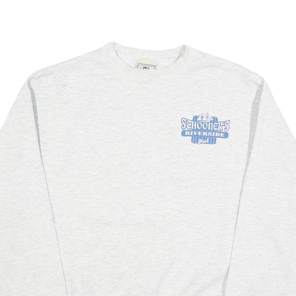 LEE Mens White Schooner Riverside Pullover Sweatshirt M Cotton Blend Casual