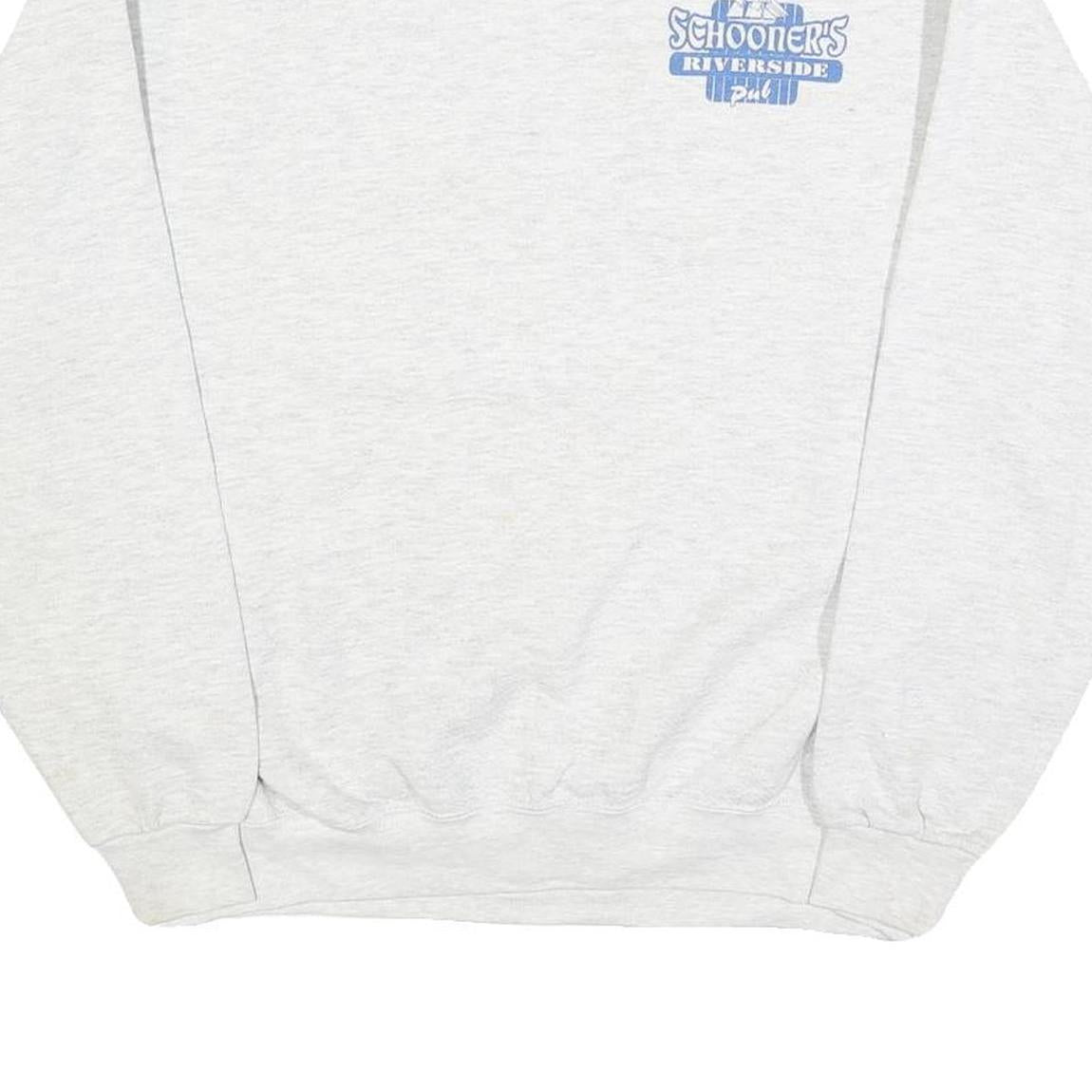 LEE Mens White Schooner Riverside Pullover Sweatshirt M Cotton Blend Casual