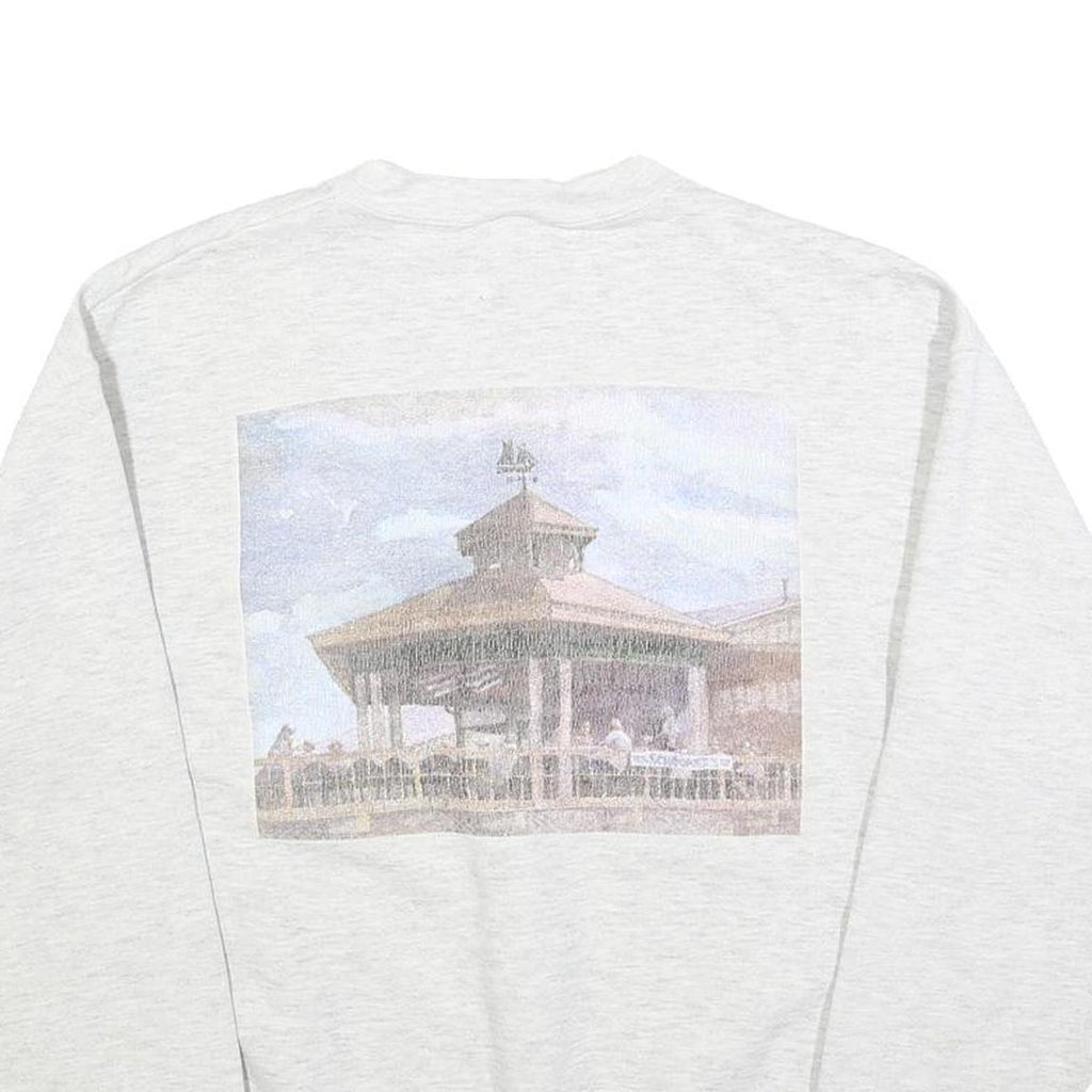 LEE Mens White Schooner Riverside Pullover Sweatshirt M Cotton Blend Casual