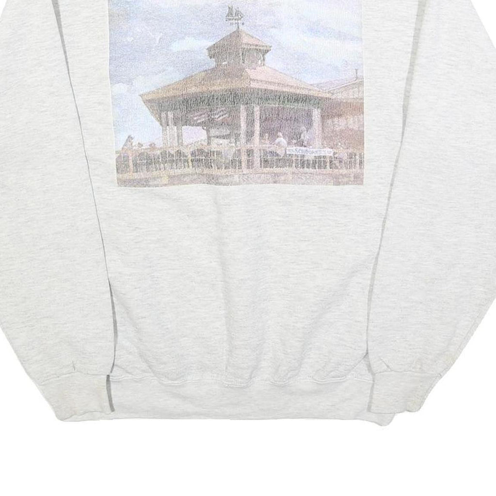 LEE Mens White Schooner Riverside Pullover Sweatshirt M Cotton Blend Casual