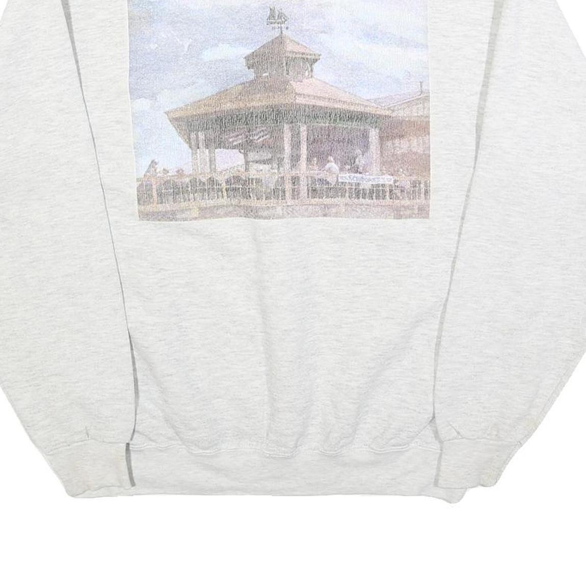 LEE Mens White Schooner Riverside Pullover Sweatshirt M Cotton Blend Casual