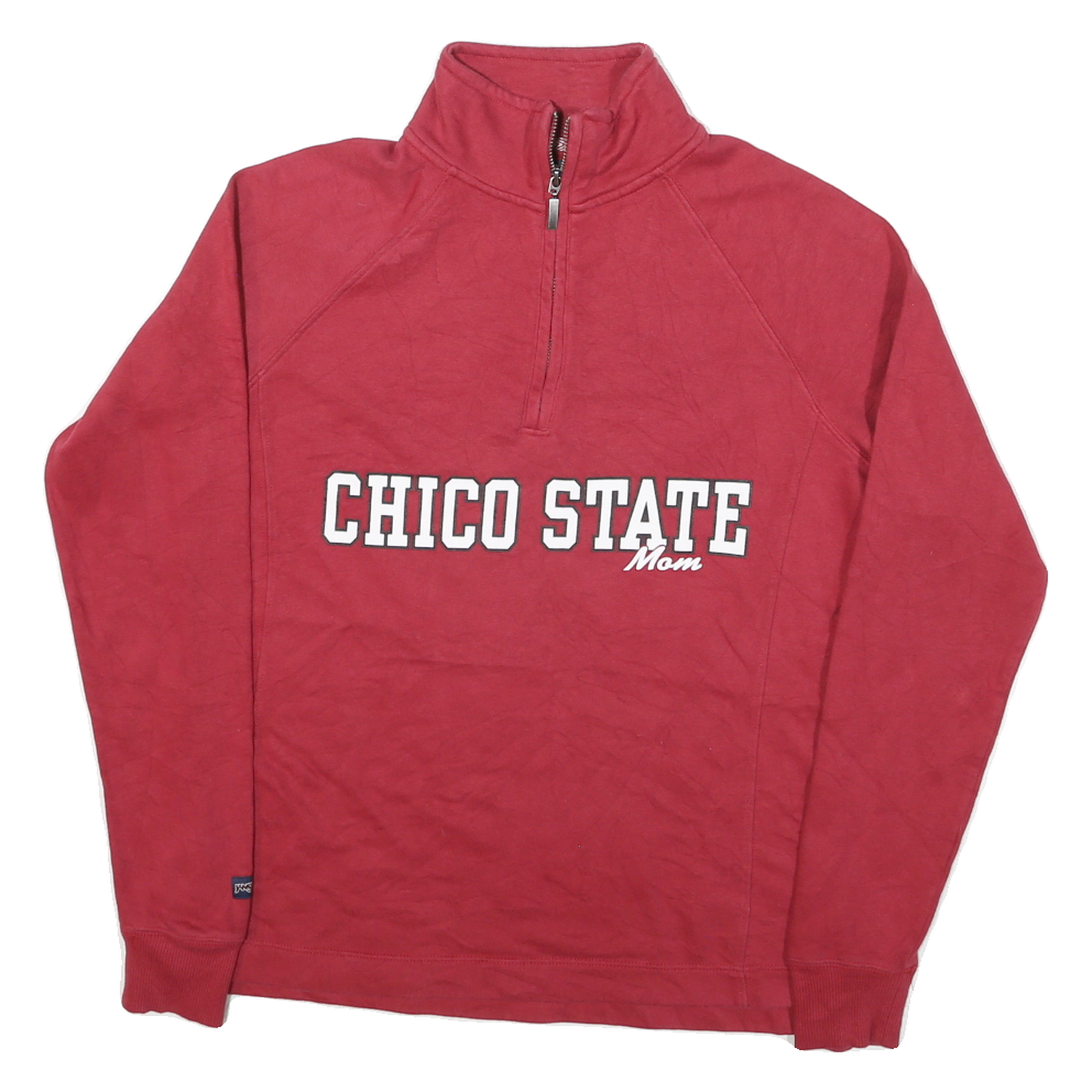 JANSPORT Womens Red Chico State Mom 1/4 Zip Sweatshirt M Casual College Style
