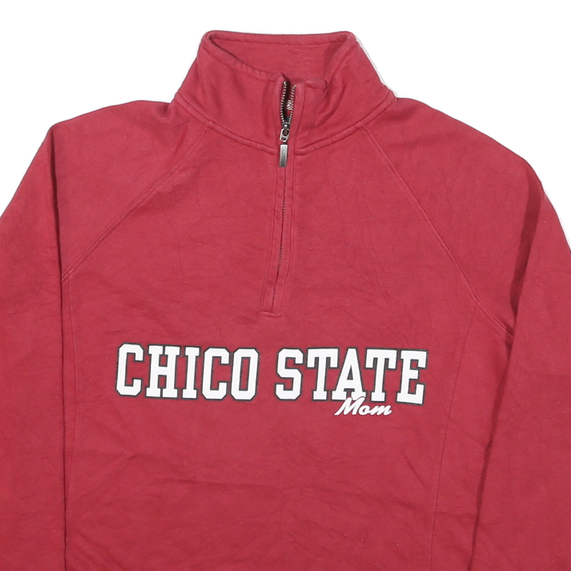 JANSPORT Womens Red Chico State Mom 1/4 Zip Sweatshirt M Casual College Style