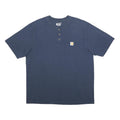 CARHARTT Mens Blue Henley T-Shirt XL Short Sleeve Round Neck Pocket Casual