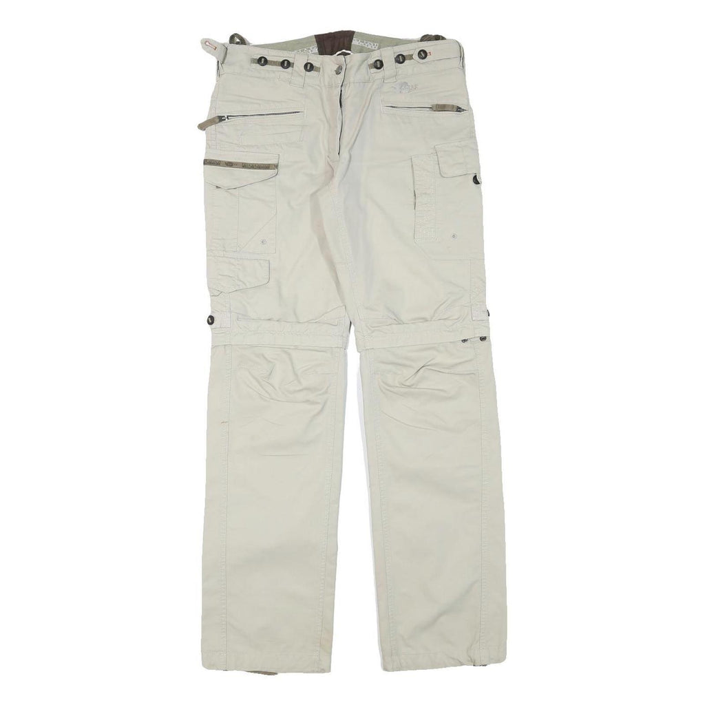 NAPAPIJRI Womens Beige Cargo Regular Fit Straight Trousers W30 L31 Zip Cotton