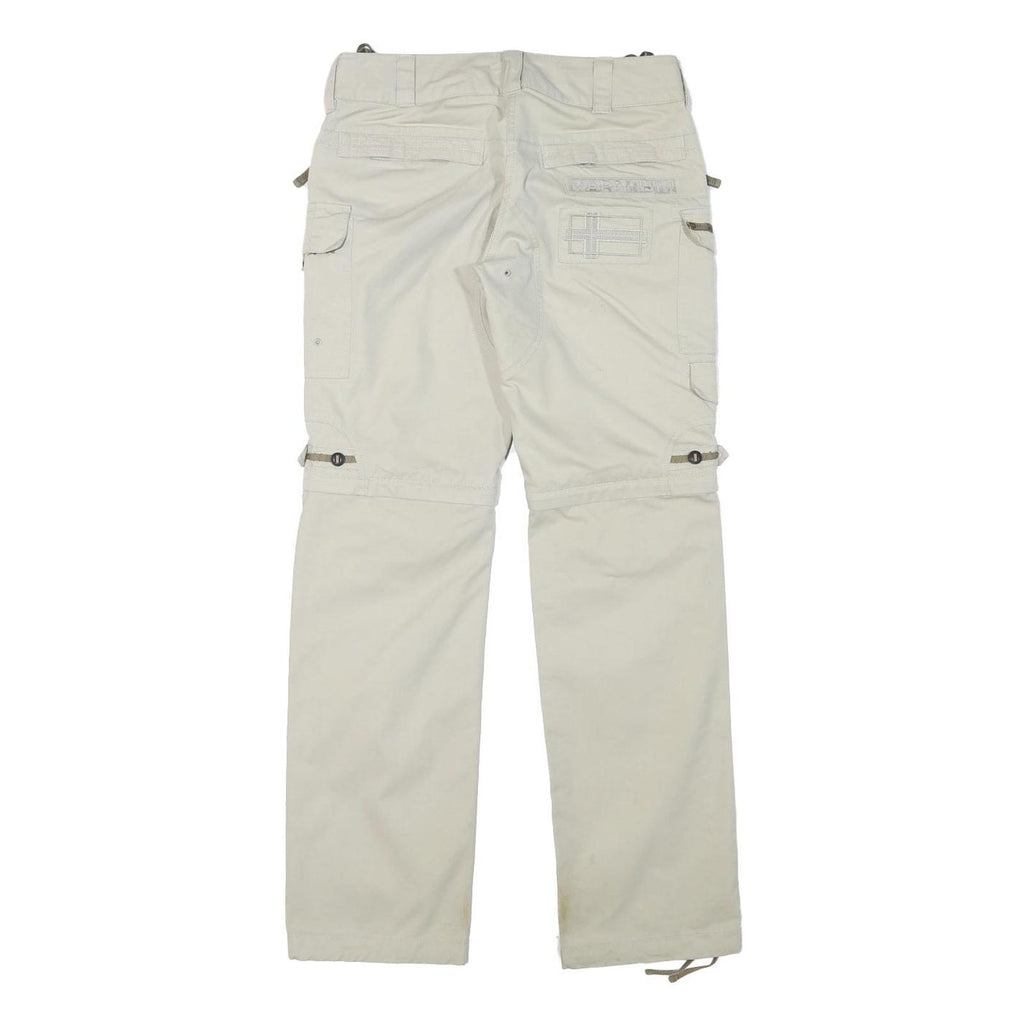 NAPAPIJRI Womens Beige Cargo Regular Fit Straight Trousers W30 L31 Zip Cotton