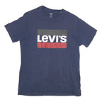 LEVI'S Mens Blue Cotton Blend Graphic T-Shirt M Short Sleeve Crew Neck Logo