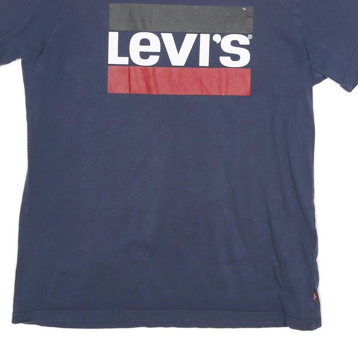 LEVI'S Mens Blue Cotton Blend Graphic T-Shirt M Short Sleeve Crew Neck Logo