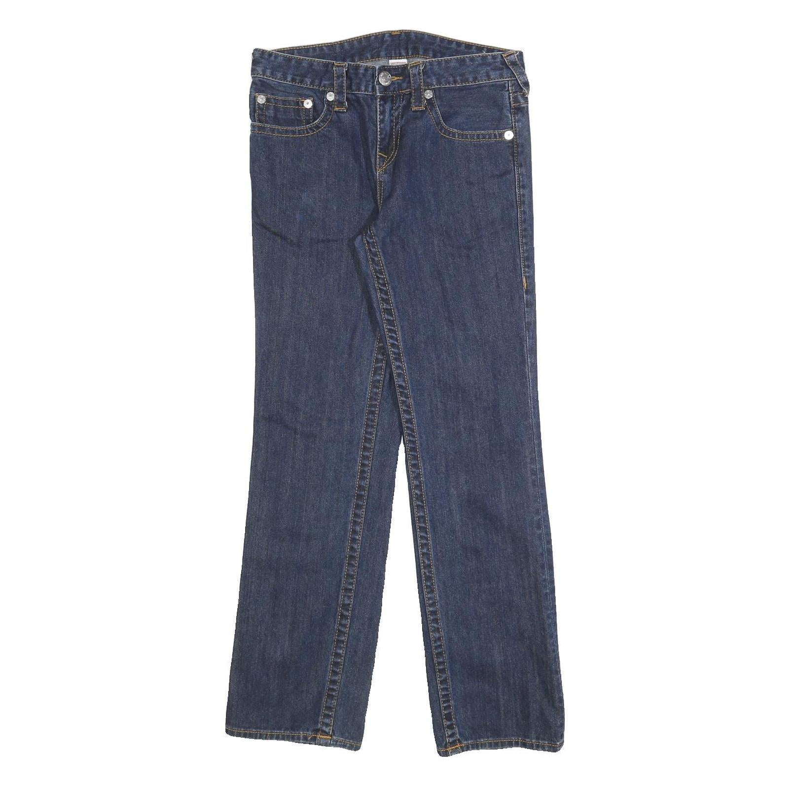 TRUE RELIGION Girls Jeans Blue Slim Straight Denim Medium W28 L29 Stylish Zip