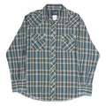 WRANGLER Mens Blue Green & Brown Plaid Western Shirt L Long Sleeve Cotton Casual