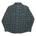 WRANGLER Mens Green & Blue Checked Shirt L Cotton Blend Casual Long Sleeve