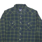 WRANGLER Mens Green & Blue Checked Shirt L Cotton Blend Casual Long Sleeve