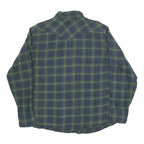 WRANGLER Mens Green & Blue Checked Shirt L Cotton Blend Casual Long Sleeve