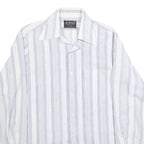 ST MICHAEL Mens Blue & White Striped Shirt M Cotton Blend Classic Fit