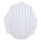 ST MICHAEL Mens Blue & White Striped Shirt M Cotton Blend Classic Fit