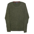 TOMMY HILFIGER Womens Jumper Green Cable Knit L