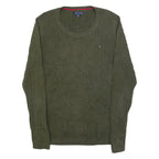 TOMMY HILFIGER Womens Jumper Green Cable Knit L