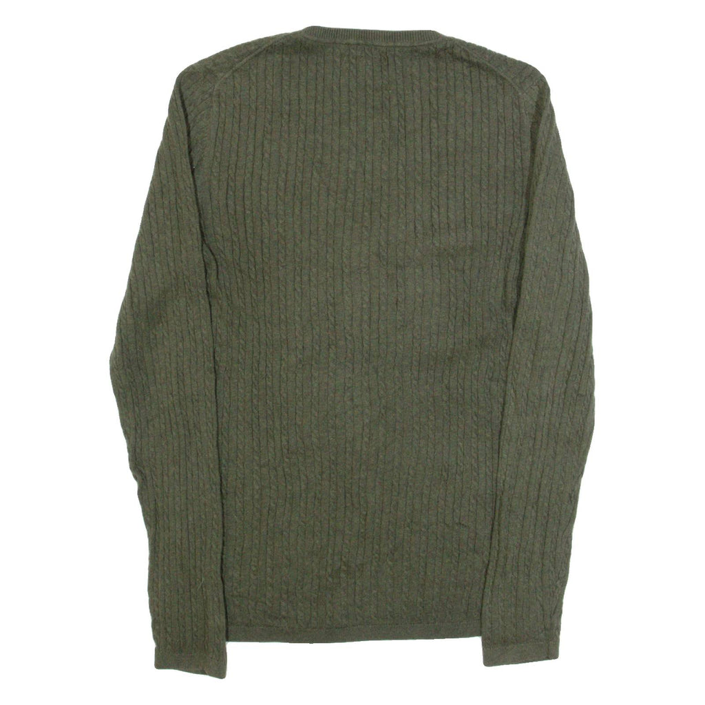 TOMMY HILFIGER Womens Jumper Green Cable Knit L