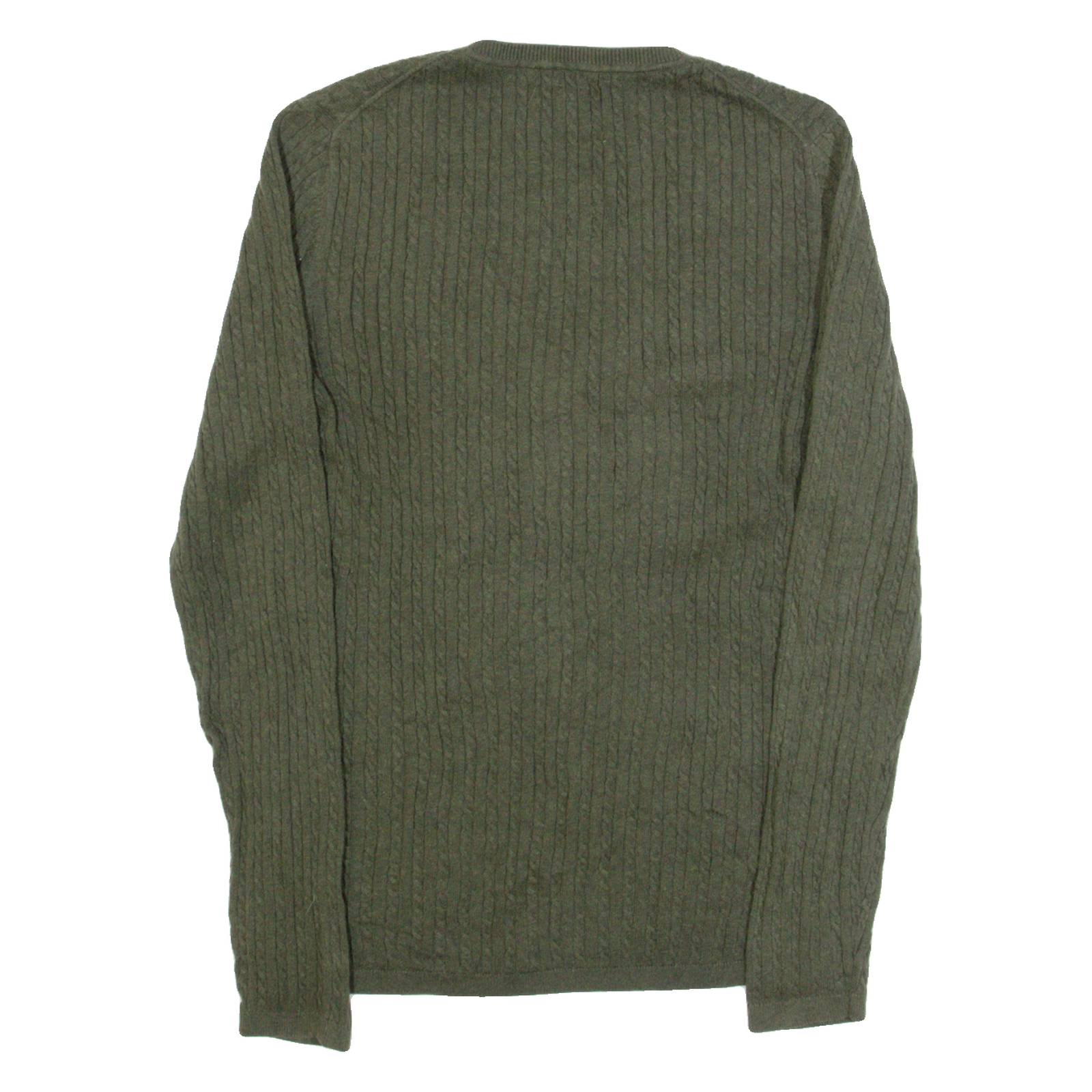 TOMMY HILFIGER Womens Jumper Green Cable Knit L