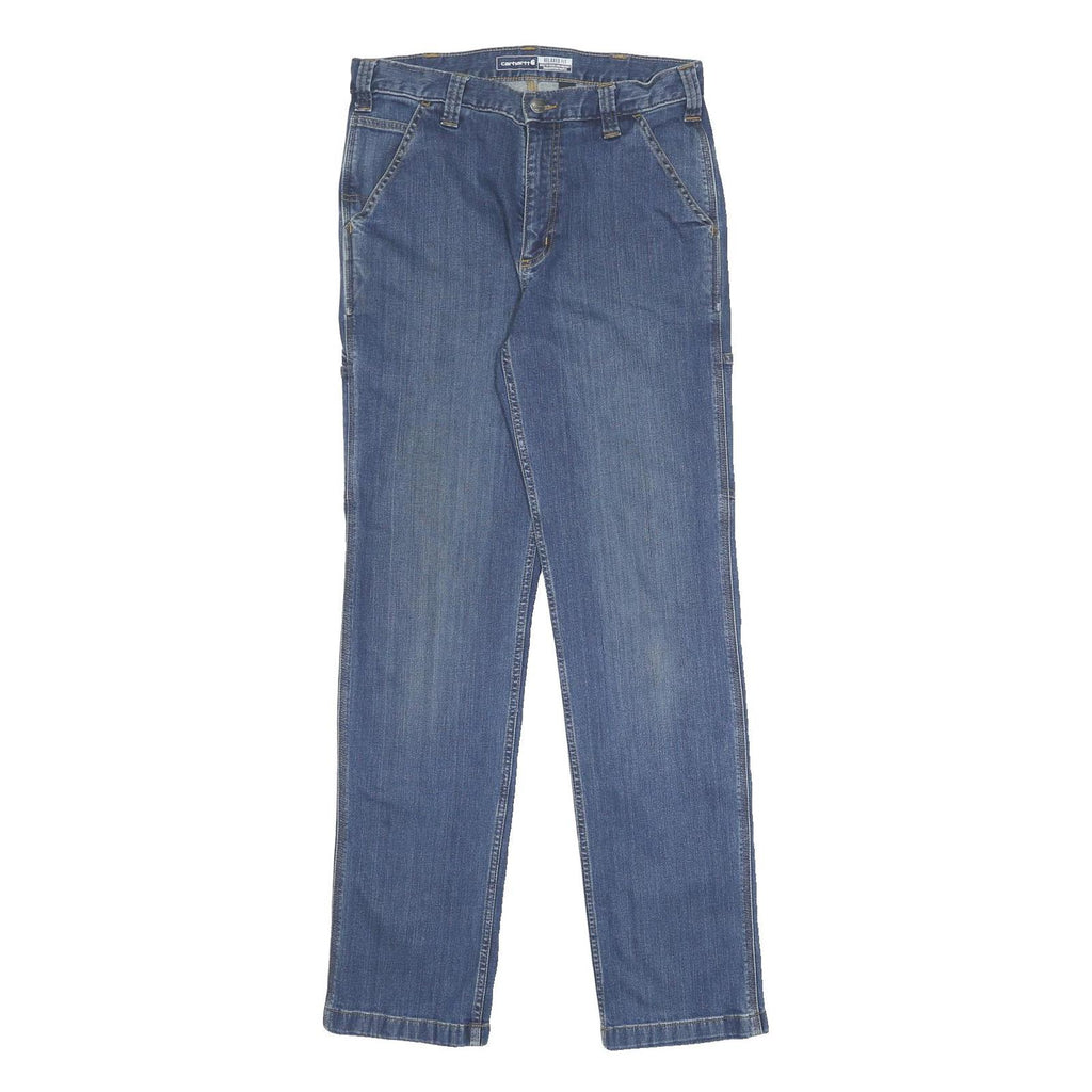 CARHARTT Mens Relaxed Blue Denim Jeans W32 L34 Durable Workwear Zip Closure